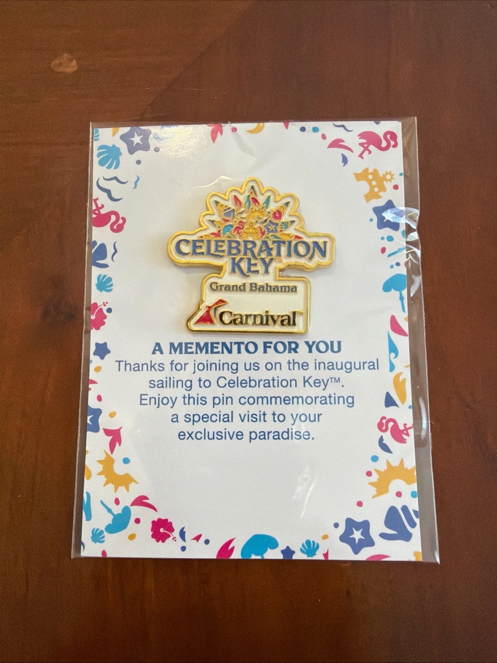 Celebration Key Grand Bahama Gold Enamel Pin - Commemorative Memento